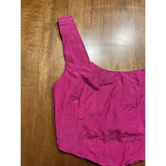 Hot Pink Ruched Strap Crop Top Bustier Summer Festival Party Tank A38‎ - Picture 6 of 8
